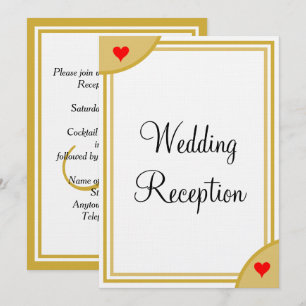 Invitation Monogramme Or Mariage Réception Cœurs Blanc Or