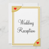 Invitation Monogramme Or Mariage Réception Cœurs Blanc Or (Devant)