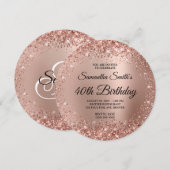 Invitation Monogramme or Ombre Rose de la Glitterie 40e anniv (Devant / Derrière)