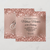 Invitation Monogramme or Ombre Rose de la Glitterie 60e anniv (Devant / Derrière)