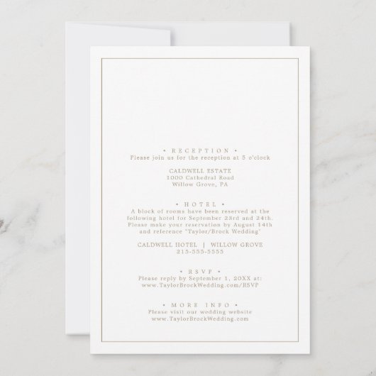 Invitation Monogramme or romantique Mariage double face (Dos)