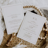 Invitation Monogramme or romantique Mariage double face