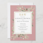 Invitation Monogramme Or Verdure Dusty Rose Couples Douche (Devant)