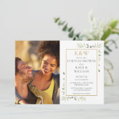 Invitation Monogramme Or Verdure Photo Couples Douche (Debout devant)