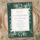 Invitation Monogramme Or Vert Émeraude Couples douche