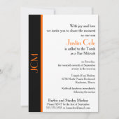 Invitation Monogramme Orange Black Bar Mitzvah (Devant)