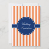 Invitation Monogramme Orange et Blancs avec Royal Blue (Dos)