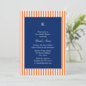Invitation Monogramme Orange et Blancs avec Royal Blue (Debout devant)