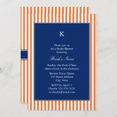 Invitation Monogramme Orange et Blancs avec Royal Blue (Devant / Derrière)