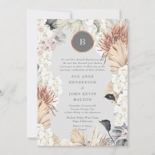 Invitation Monogramme Pampas Frame Gold Ultimate   Mariage gr