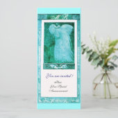 Invitation MONOGRAMME PAON AMOUR MARIAGE , bleu blanc (Debout devant)