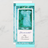 Invitation MONOGRAMME PAON AMOUR MARIAGE , bleu blanc (Devant / Derrière)