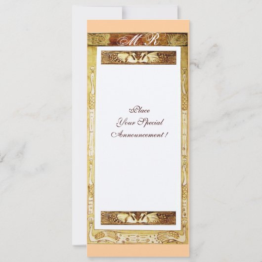 Invitation MONOGRAMME PAON AMOUR MARIAGE ,marron blanc rose (Dos)