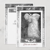 Invitation MONOGRAMME PAON AMOUR MARIAGE, noir et blanc (Devant / Derrière)