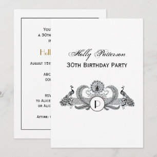 Invitation Monogramme Paons Vintage