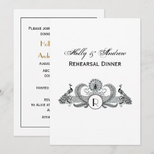 Invitation Monogramme Paons Vintage