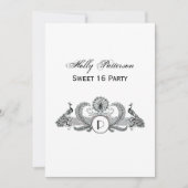 Invitation Monogramme Paons Vintage (Devant)