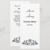 Invitation Monogramme Paons Vintage (Devant / Derrière)