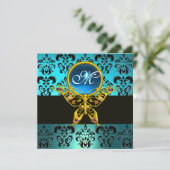Invitation MONOGRAMME PAPILLON HYPER, damas bleu saphir (Debout devant)