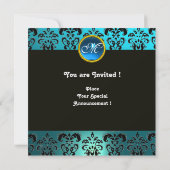 Invitation MONOGRAMME PAPILLON HYPER, damas bleu saphir (Dos)