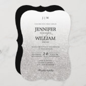 Invitation Monogramme Parties scintillant argenté simple et é (Devant / Derrière)