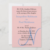 Invitation Monogramme Pastel Rose Bleu (Devant)