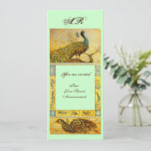 Invitation MONOGRAMME PERROQUETS AMOUR MARIAGE ,marron vert j (Debout devant)