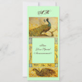 Invitation MONOGRAMME PERROQUETS AMOUR MARIAGE ,marron vert j (Dos)