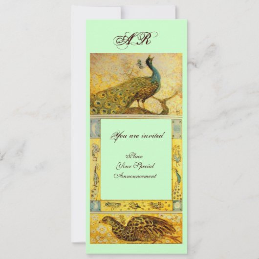 Invitation MONOGRAMME PERROQUETS AMOUR MARIAGE ,marron vert j (Devant)