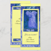 Invitation MONOGRAMME PERRUCHE AMOUR MARIAGE ,bleu jaune (Devant / Derrière)