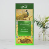 Invitation MONOGRAMME PERRUCHES AMOUR MARIAGE ,marron vert ja (Debout devant)
