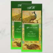 Invitation MONOGRAMME PERRUCHES AMOUR MARIAGE ,marron vert ja (Devant / Derrière)