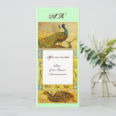 Invitation MONOGRAMME PERRUCHES AMOUR MARIAGE ,marron vert ja (Debout devant)
