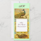 Invitation MONOGRAMME PERRUCHES AMOUR MARIAGE ,marron vert ja (Dos)