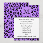 Invitation Monogramme personnalisé Empreinte de léopard pourp (Devant / Derrière)