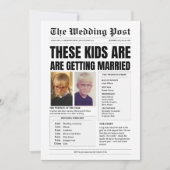 Invitation Monogramme personnalisé, mariage de journal amusan (Devant)