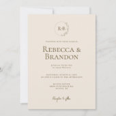 Invitation Monogramme personnalisé minimaliste couronne flora (Devant)