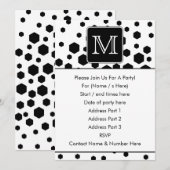 Invitation Monogramme personnalisé noir et blanc. Des points  (Devant / Derrière)
