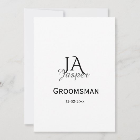 Invitation Monogramme personnalisé témoin nom date (Devant)