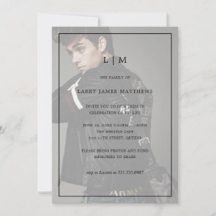 Invitation Monogramme Photo Célébration moderne de la vie