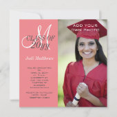 Invitation Monogramme photo Coral rose (Devant)