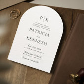 Invitation Monogramme photo Mariage d'arc noir et blanc moder