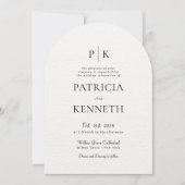 Invitation Monogramme photo Mariage d'arc noir et blanc moder (Devant)