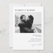 Invitation Monogramme photo noir simple et Mariage de script (Devant)