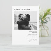 Invitation Monogramme photo noir simple et Mariage de script (Debout devant)