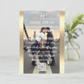Invitation Monogramme photo personnalisée QR Code Gold Grey (Debout devant)