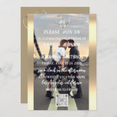 Invitation Monogramme photo personnalisée QR Code Gold Grey (Devant / Derrière)