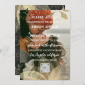 Invitation Monogramme Photo personnalisée QR Code Golden Line (Devant / Derrière)