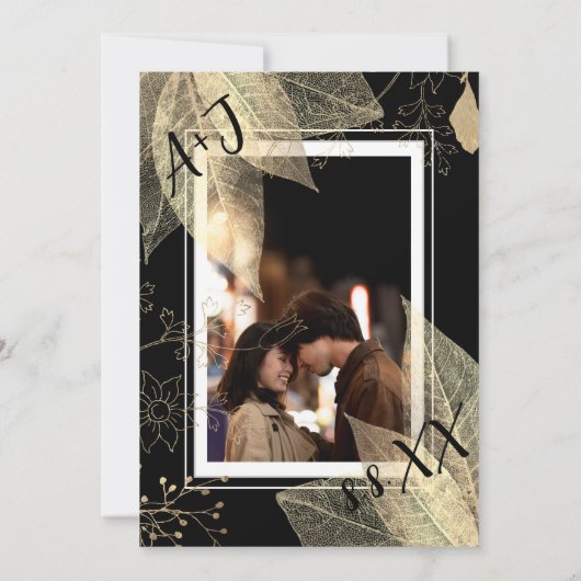 Invitation Monogramme photo personnalisée QR Code noir blanc  (Dos)