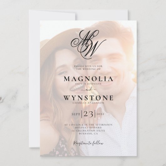 Invitation Monogramme Photo QR Code Mariage (Devant)